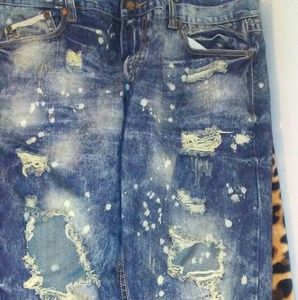 Mens stone wash denim jeans